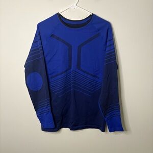 Men’s large bamboo Stylish Blue Long Sleeve base layer Shirt sporty outdoors